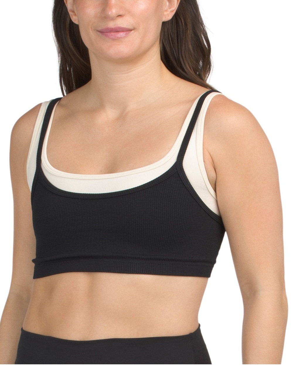 Spiritual gangster Women’s Layered Ribbed Bralette - Black & Cream